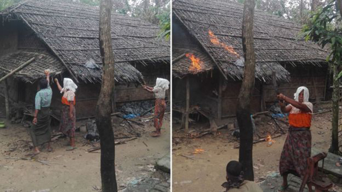 এই ছবিগুলো দেখিয়ে বলা হয় - মুসলিমরা আগুন লাগাচ্ছে।